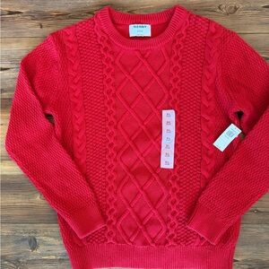 Old Navy Women's Bright Red Cable-Knit Crew Sweater